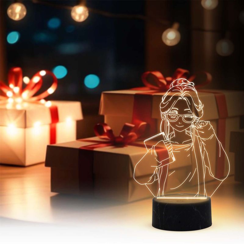 3D Girl Anime Led Night Lamp with Warm White Color Birthday Gifts for Girl